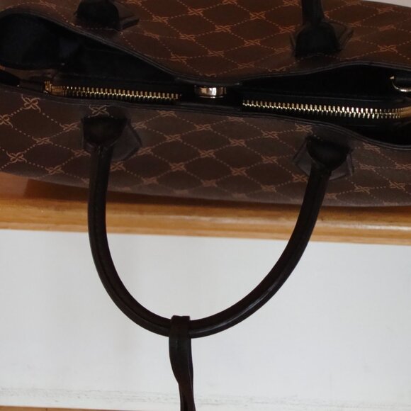 Nine West Brown Brooklyn Jet Set Satchel Brown Black Tote VERY GOOD CONDITION! - Picture 7 of 9